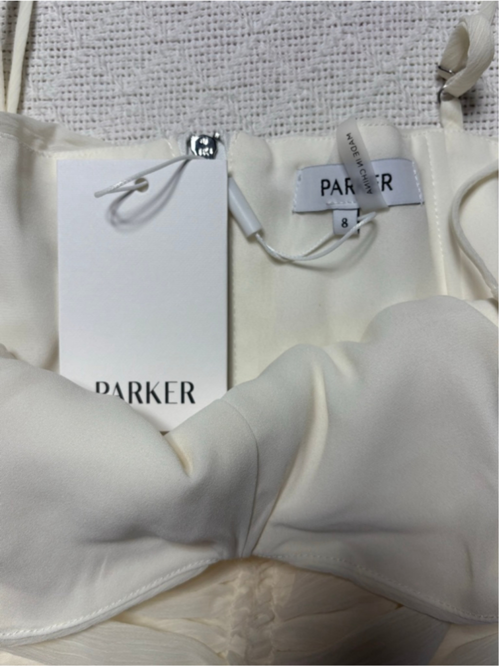 NWT Coquette Romantic Parker Ivory Organza Beaded Ruched Cami Bustier Top SZ 8 - Picture 8 of 8